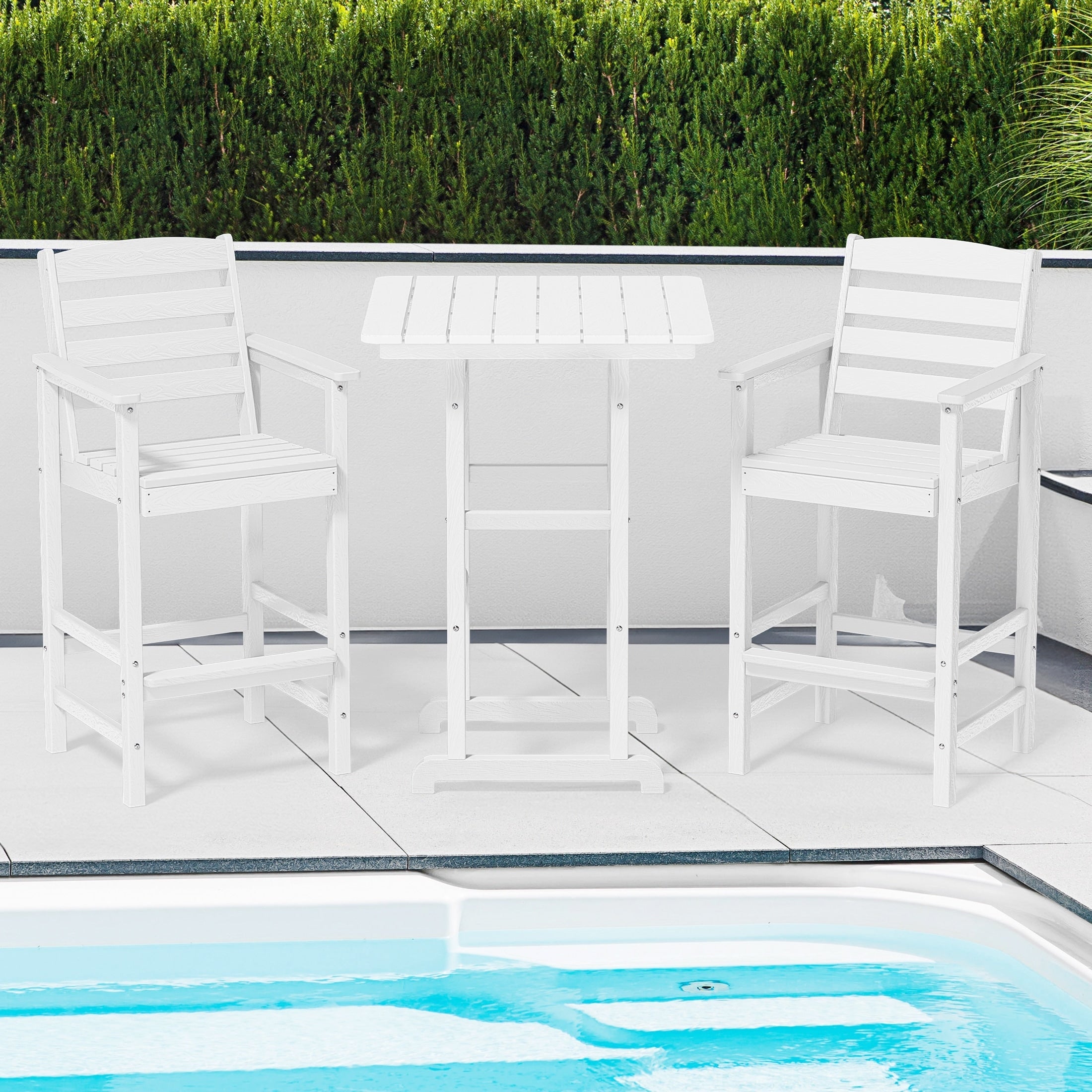 Ensemble de 3 chaises hautes Adirondack en plastique pour patio