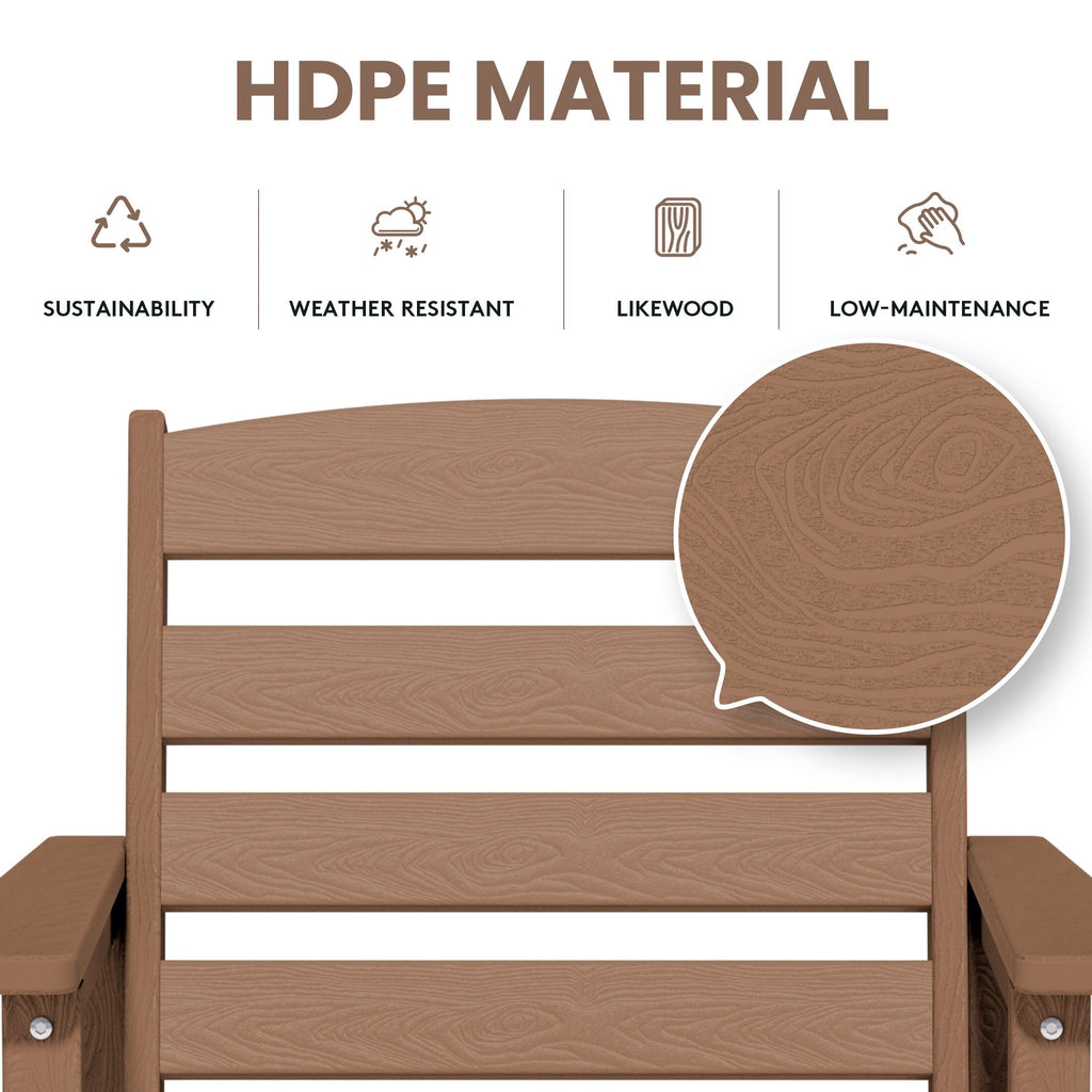 Ensemble de 3 chaises hautes Adirondack en plastique pour patio
