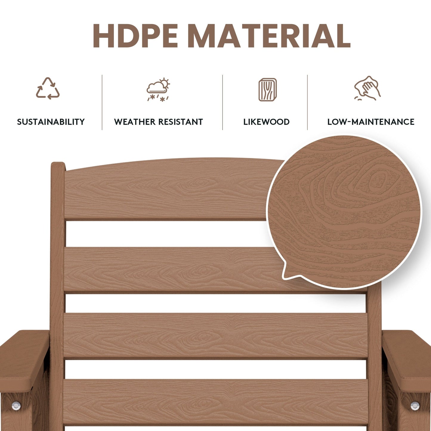 Ensemble de 3 chaises hautes Adirondack en plastique pour patio
