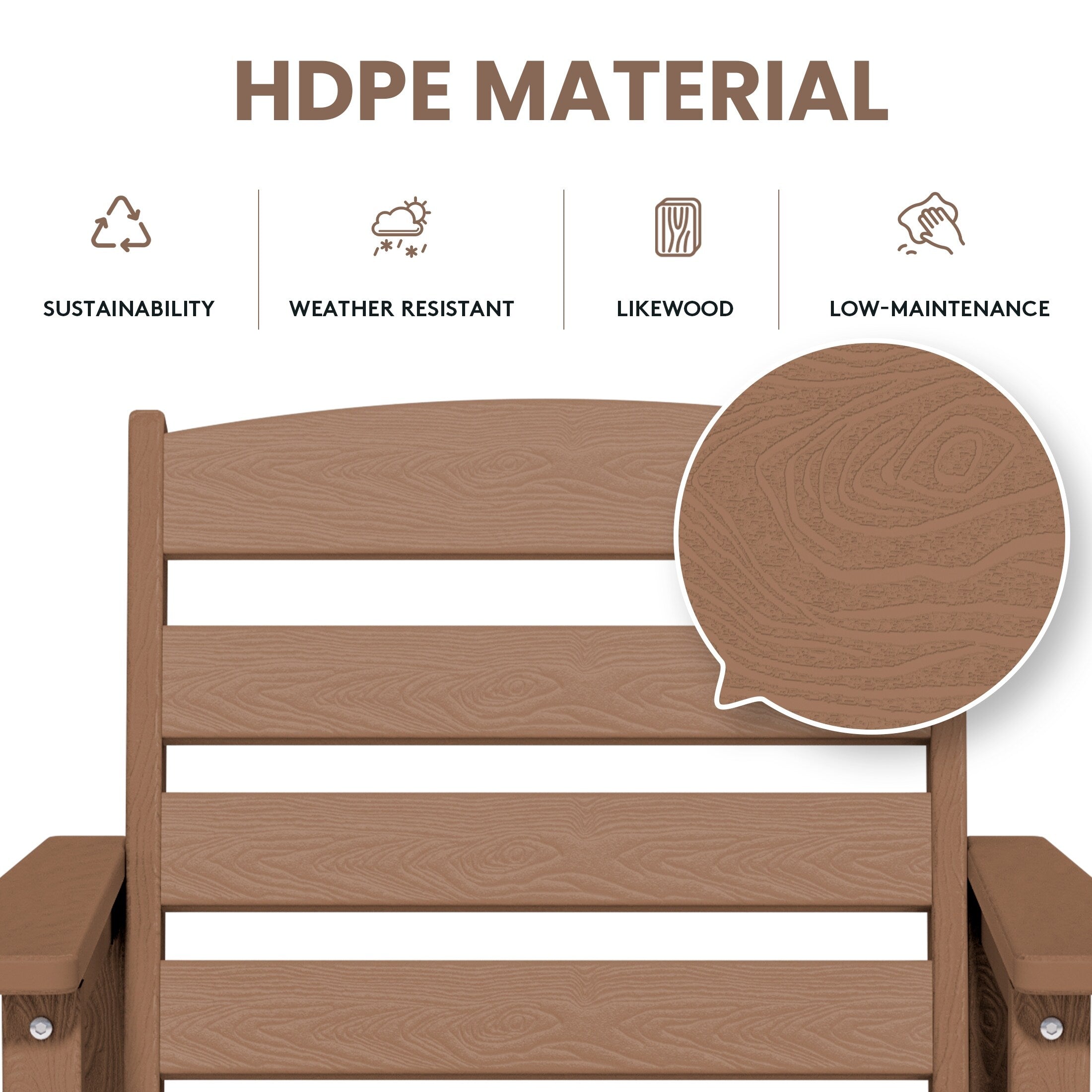 Ensemble de 3 chaises hautes Adirondack en plastique pour patio