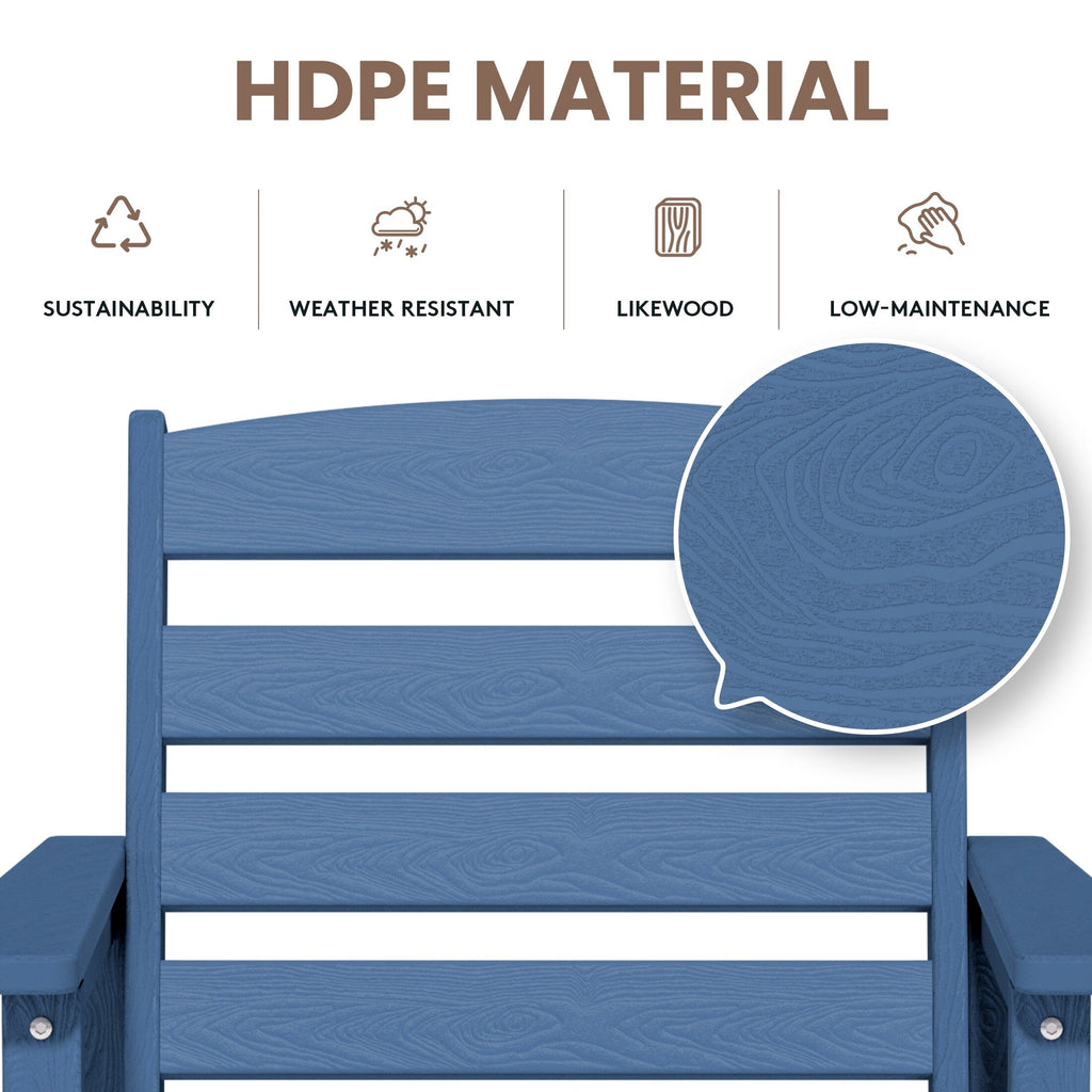 Ensemble de 3 chaises hautes Adirondack en plastique pour patio