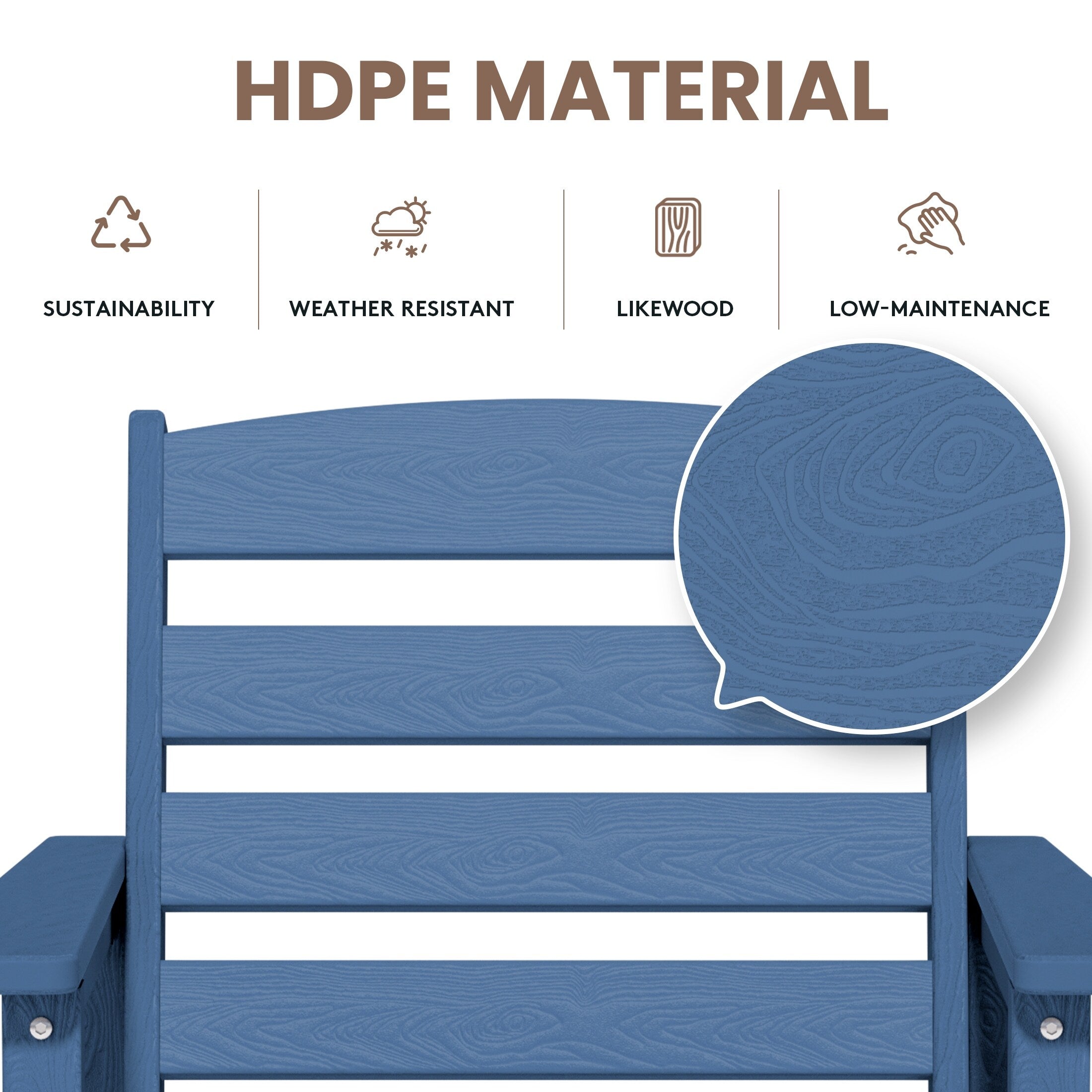 Ensemble de 3 chaises hautes Adirondack en plastique pour patio