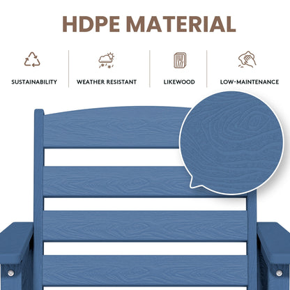 Ensemble de 3 chaises hautes Adirondack en plastique pour patio