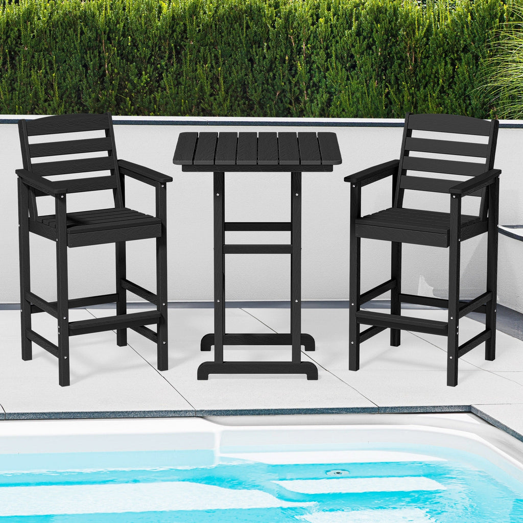 Ensemble de 3 chaises hautes Adirondack en plastique pour patio