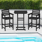 Ensemble de 3 chaises hautes Adirondack en plastique pour patio