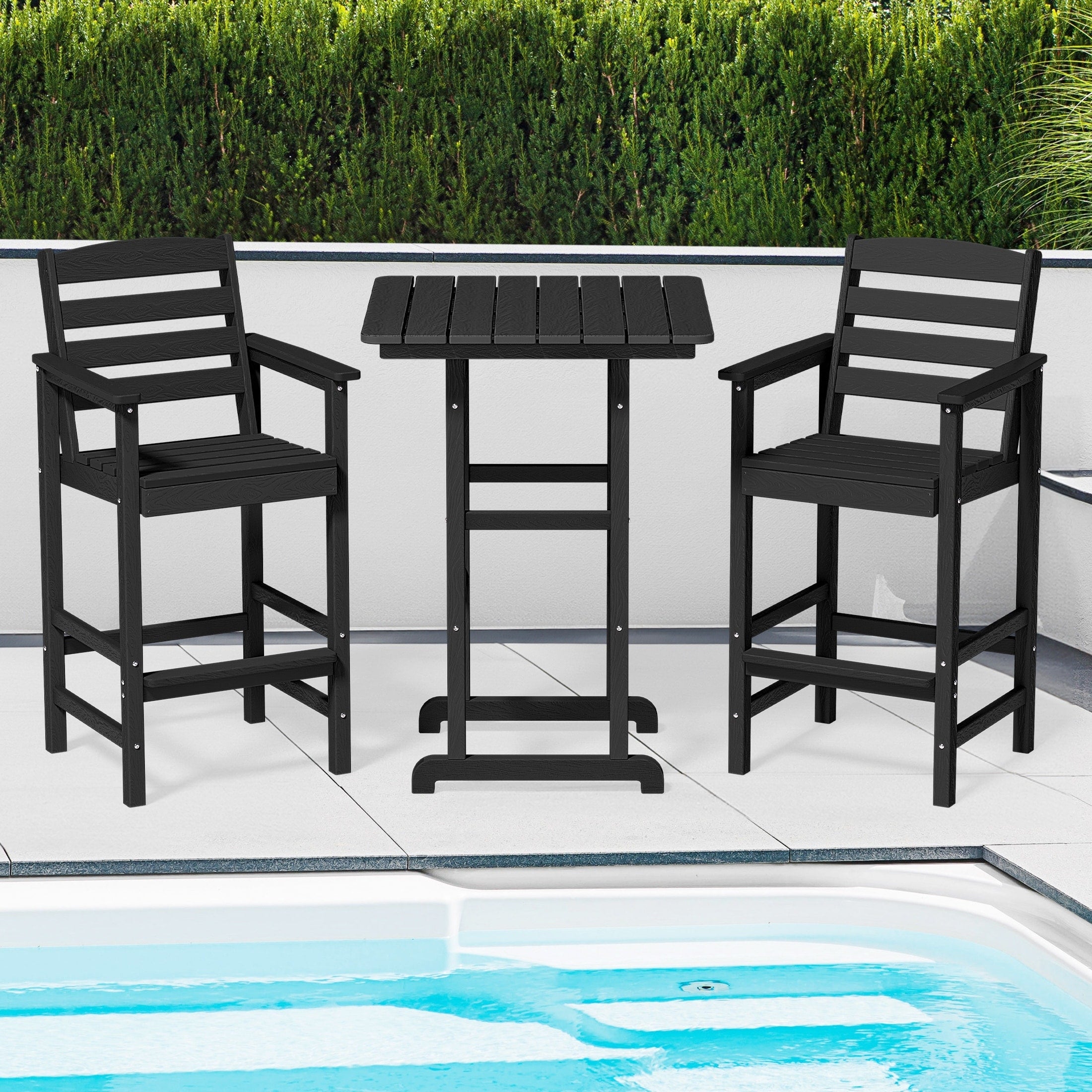 Ensemble de 3 chaises hautes Adirondack en plastique pour patio