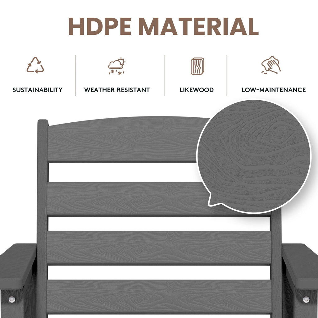Ensemble de 3 chaises hautes Adirondack en plastique pour patio