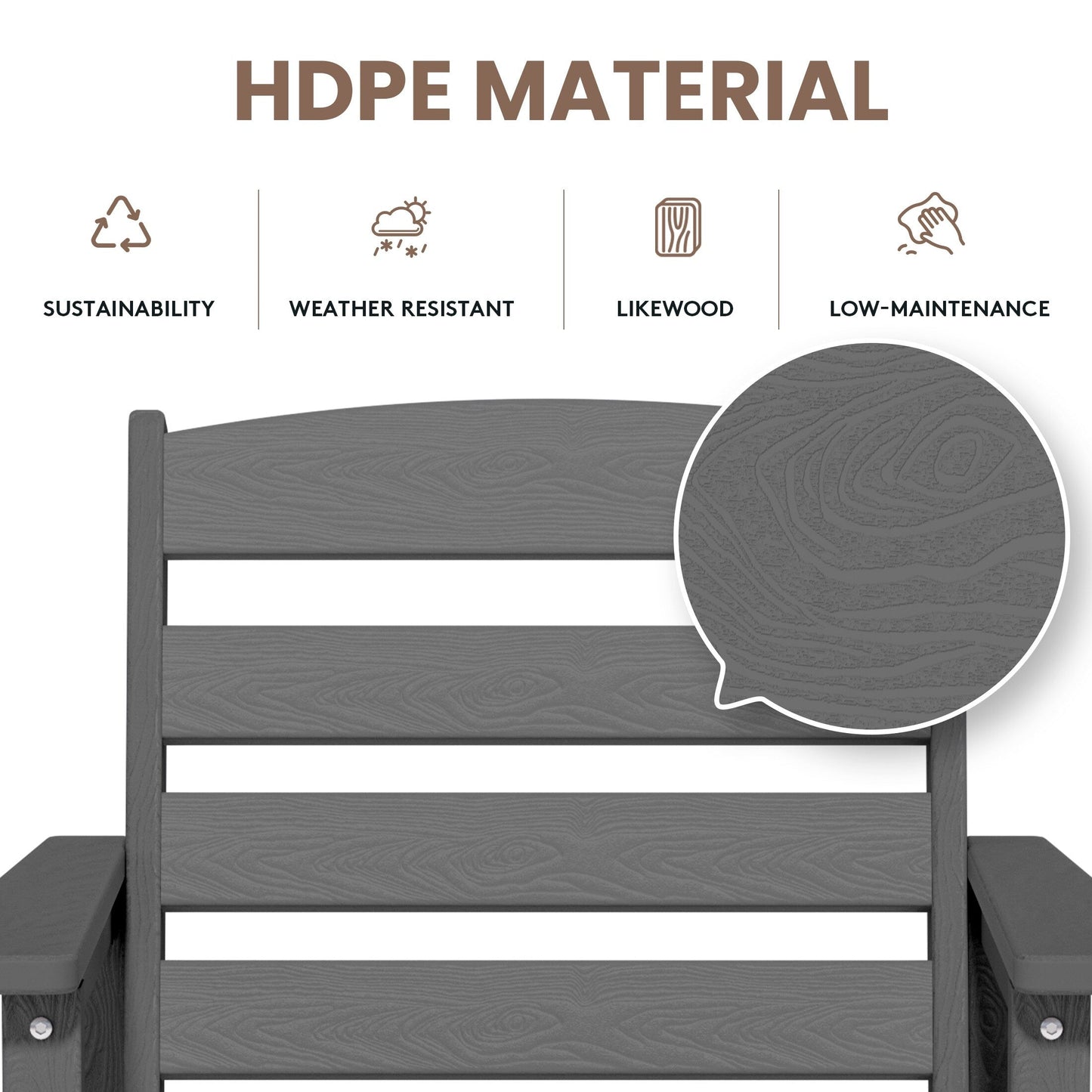 Ensemble de 3 chaises hautes Adirondack en plastique pour patio