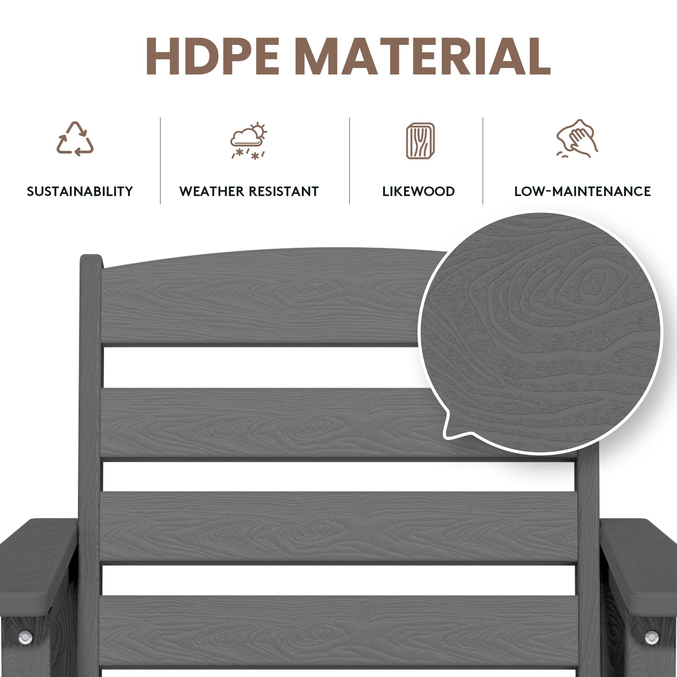 Ensemble de 3 chaises hautes Adirondack en plastique pour patio