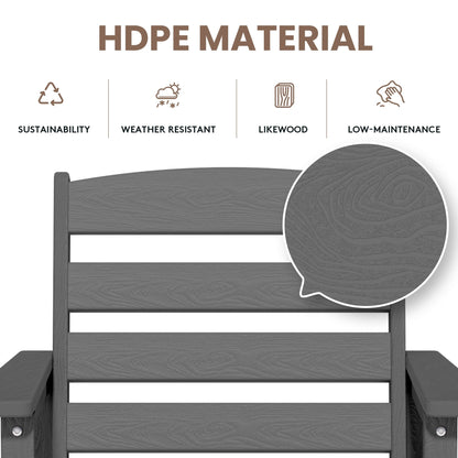 Ensemble de 3 chaises hautes Adirondack en plastique pour patio