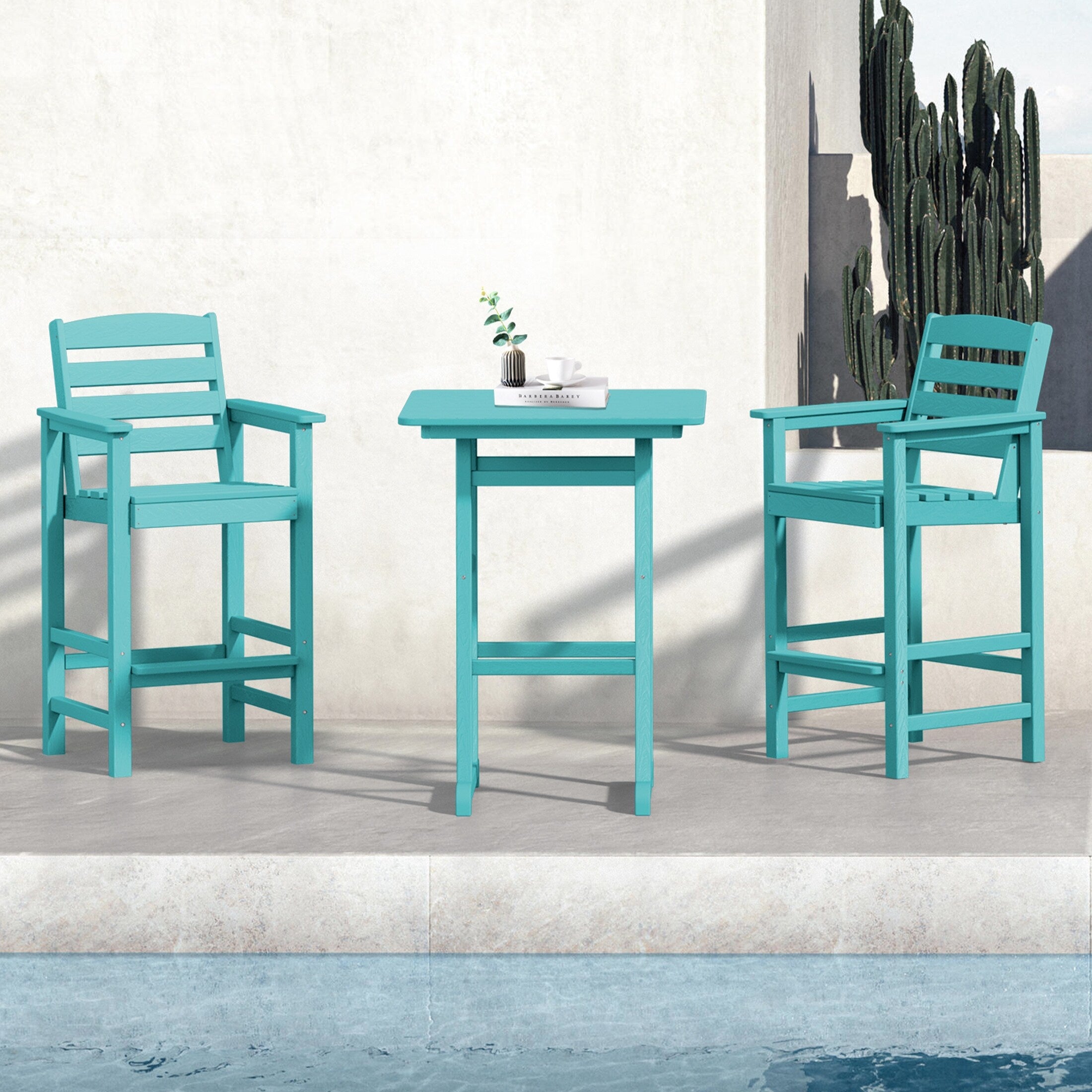 Ensemble de 3 chaises hautes Adirondack en plastique pour patio