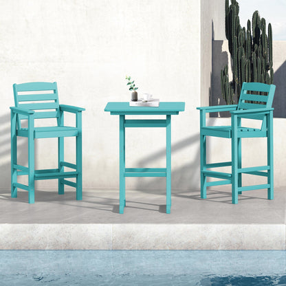 Ensemble de 3 chaises hautes Adirondack en plastique pour patio