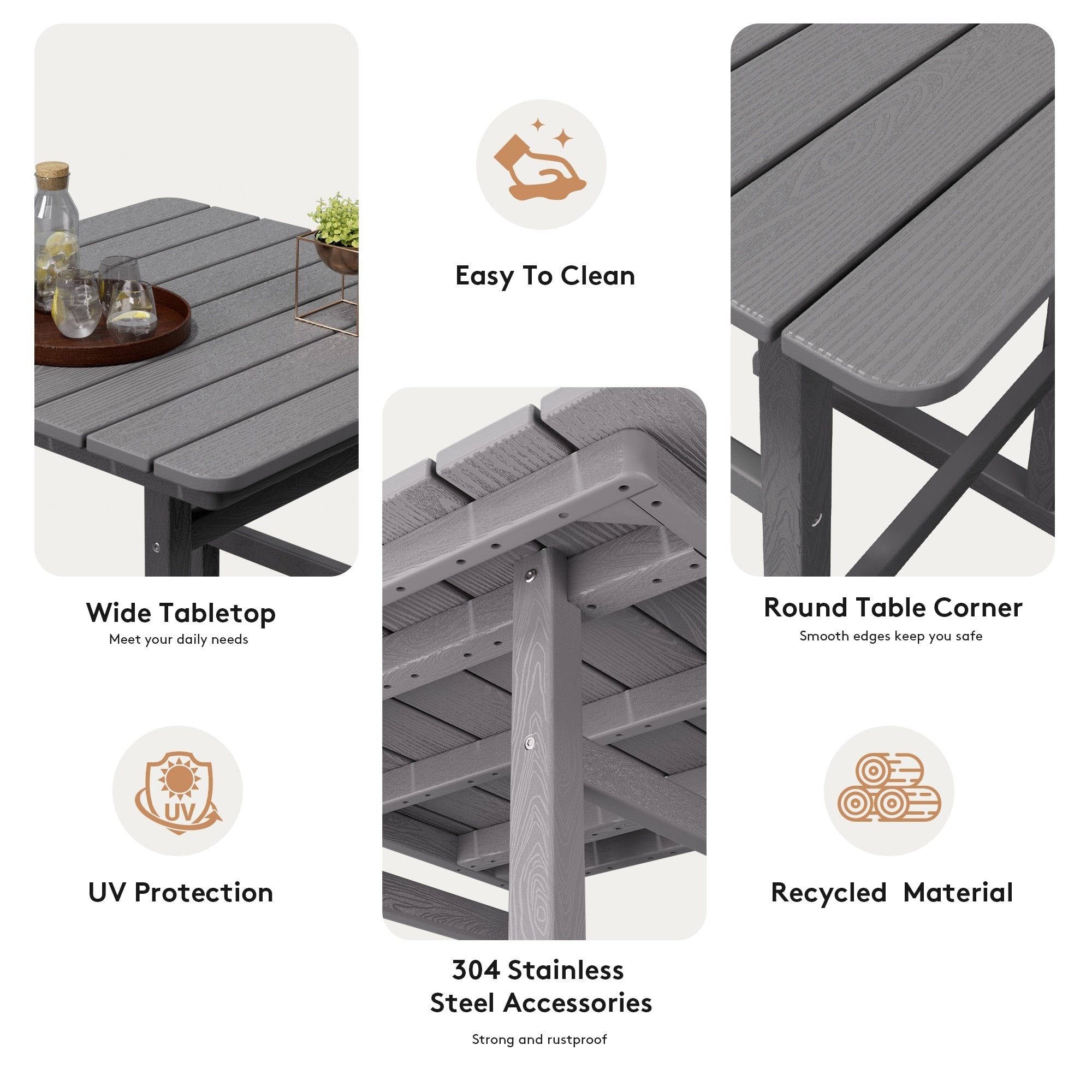 Ensemble de 5 chaises hautes Adirondack en plastique pour patio