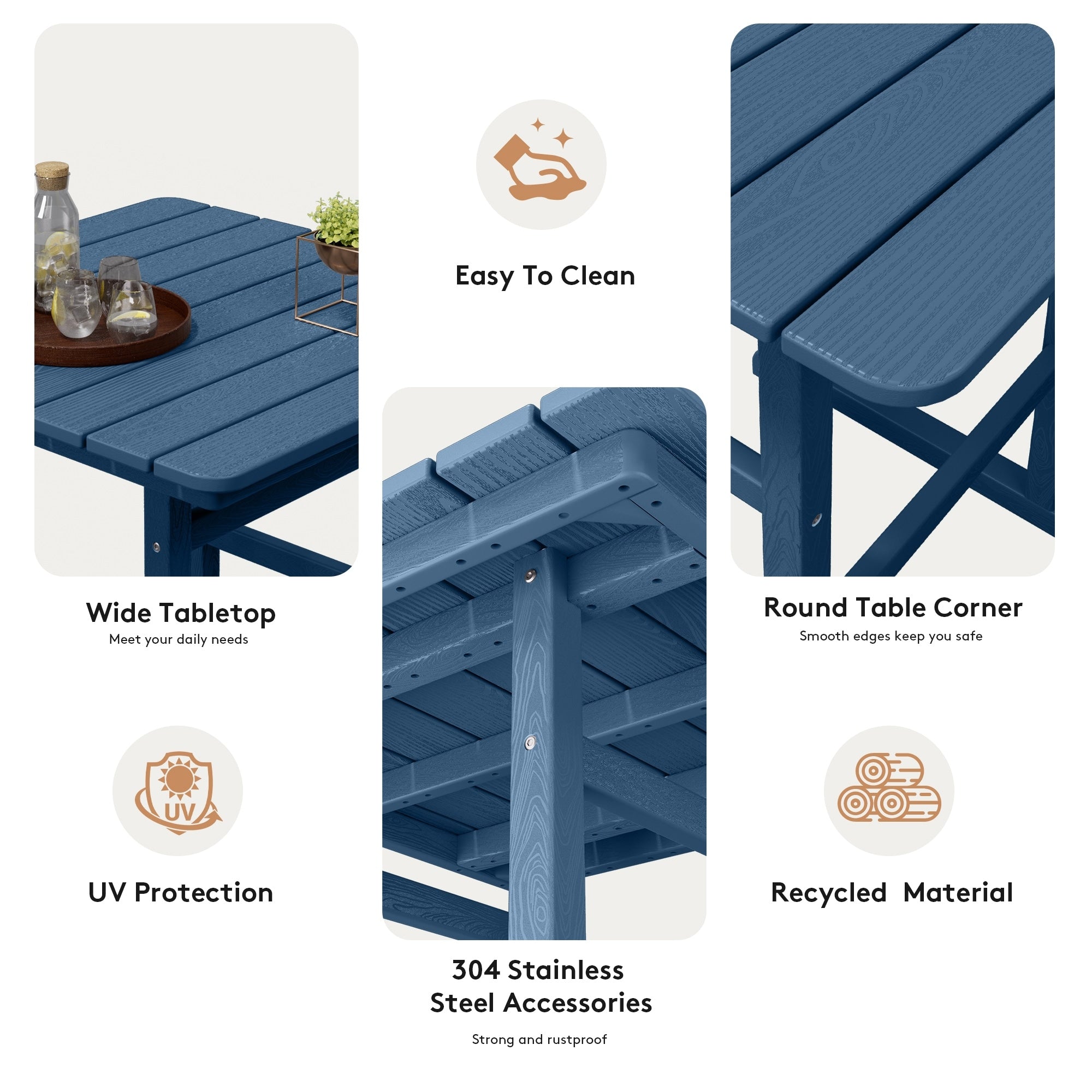 Ensemble de 5 chaises hautes Adirondack en plastique pour patio