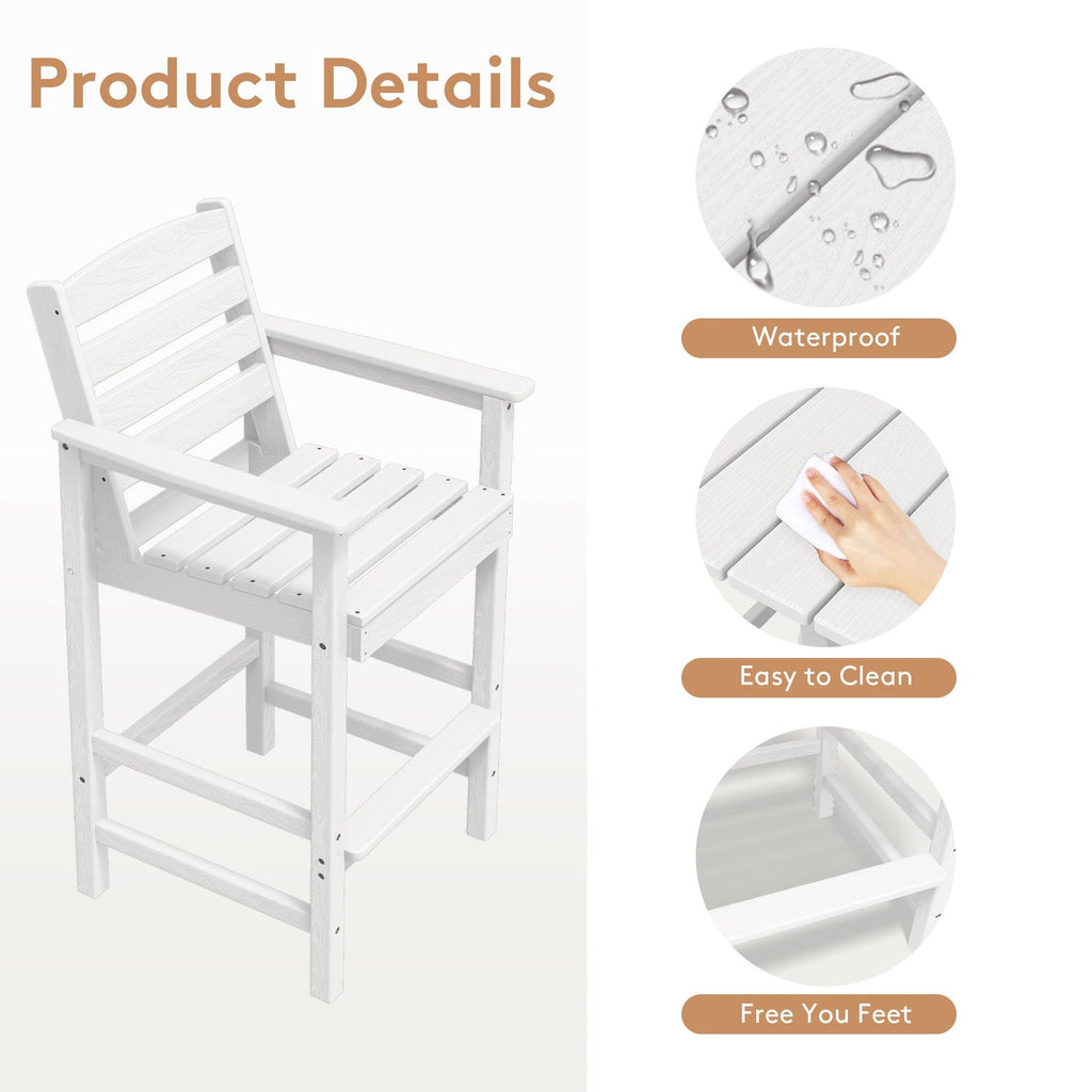 Ensemble de 5 chaises hautes Adirondack en plastique pour patio