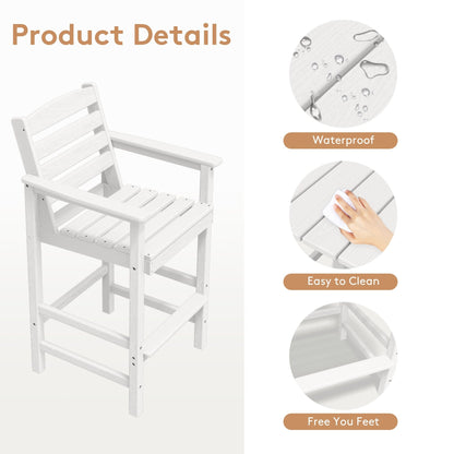 Ensemble de 5 chaises hautes Adirondack en plastique pour patio