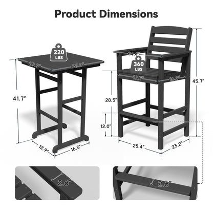 Ensemble de 5 chaises hautes Adirondack en plastique pour patio
