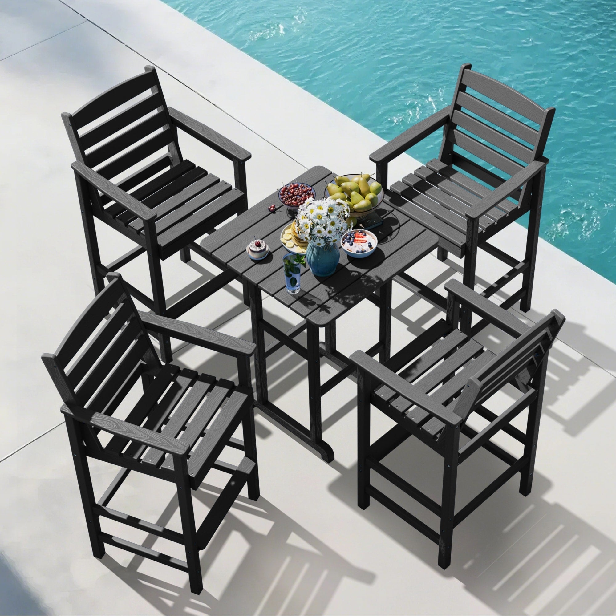 Ensemble de 5 chaises hautes Adirondack en plastique pour patio