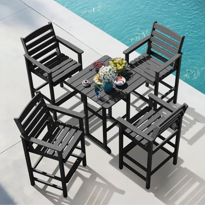 Ensemble de 5 chaises hautes Adirondack en plastique pour patio