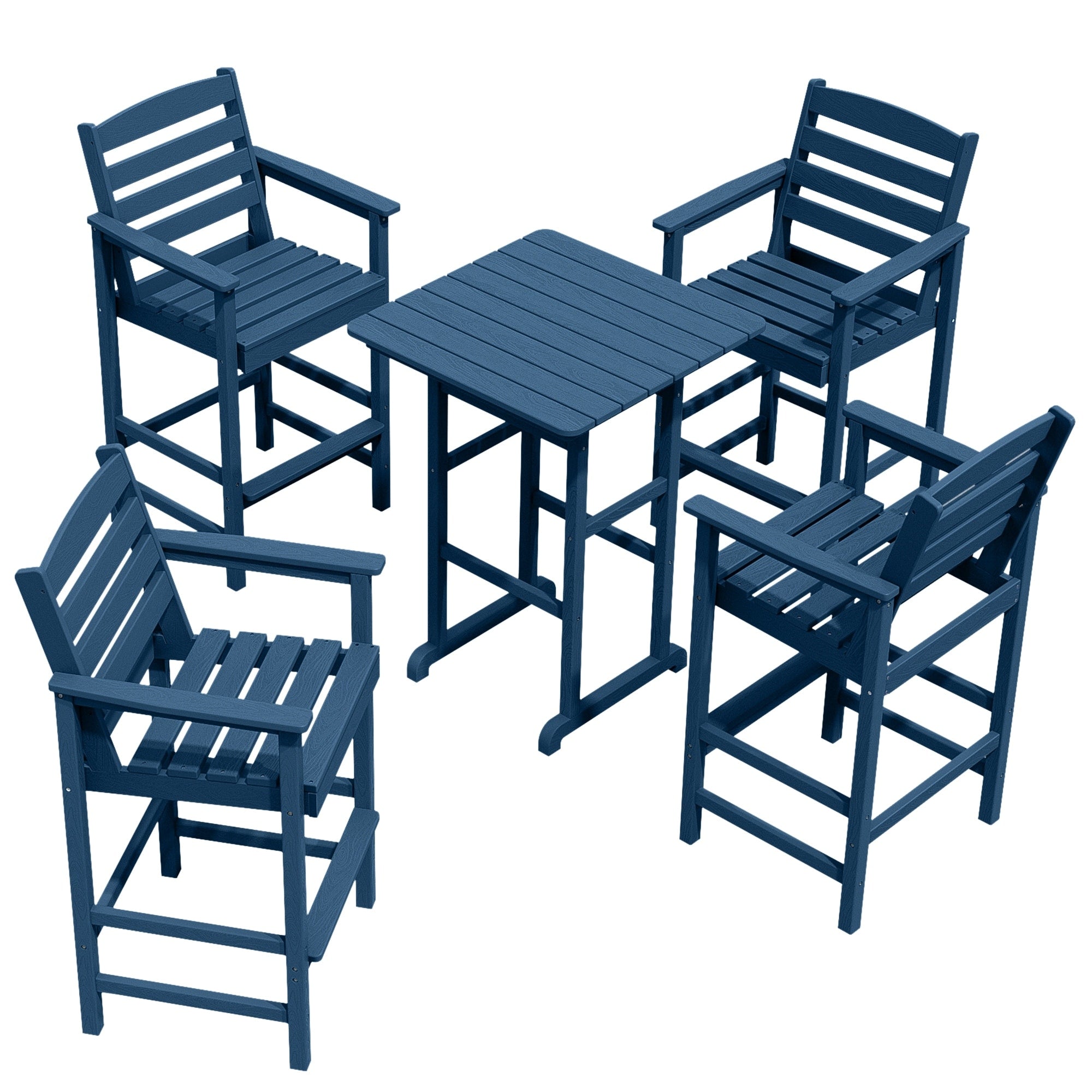 Ensemble de 5 chaises hautes Adirondack en plastique pour patio