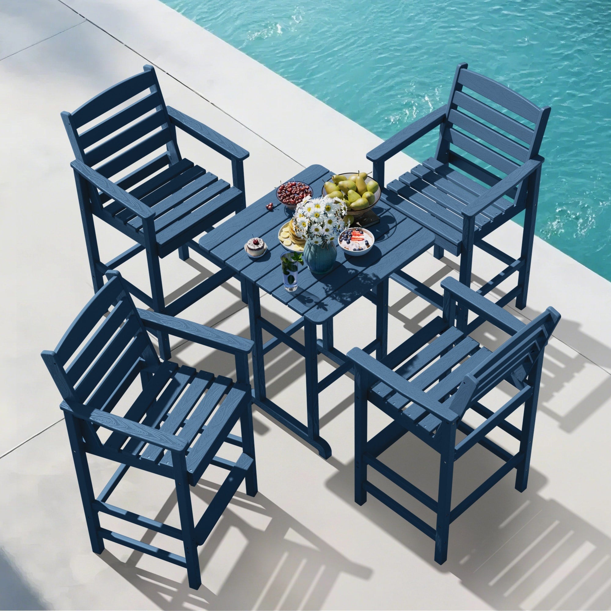 Ensemble de 5 chaises hautes Adirondack en plastique pour patio