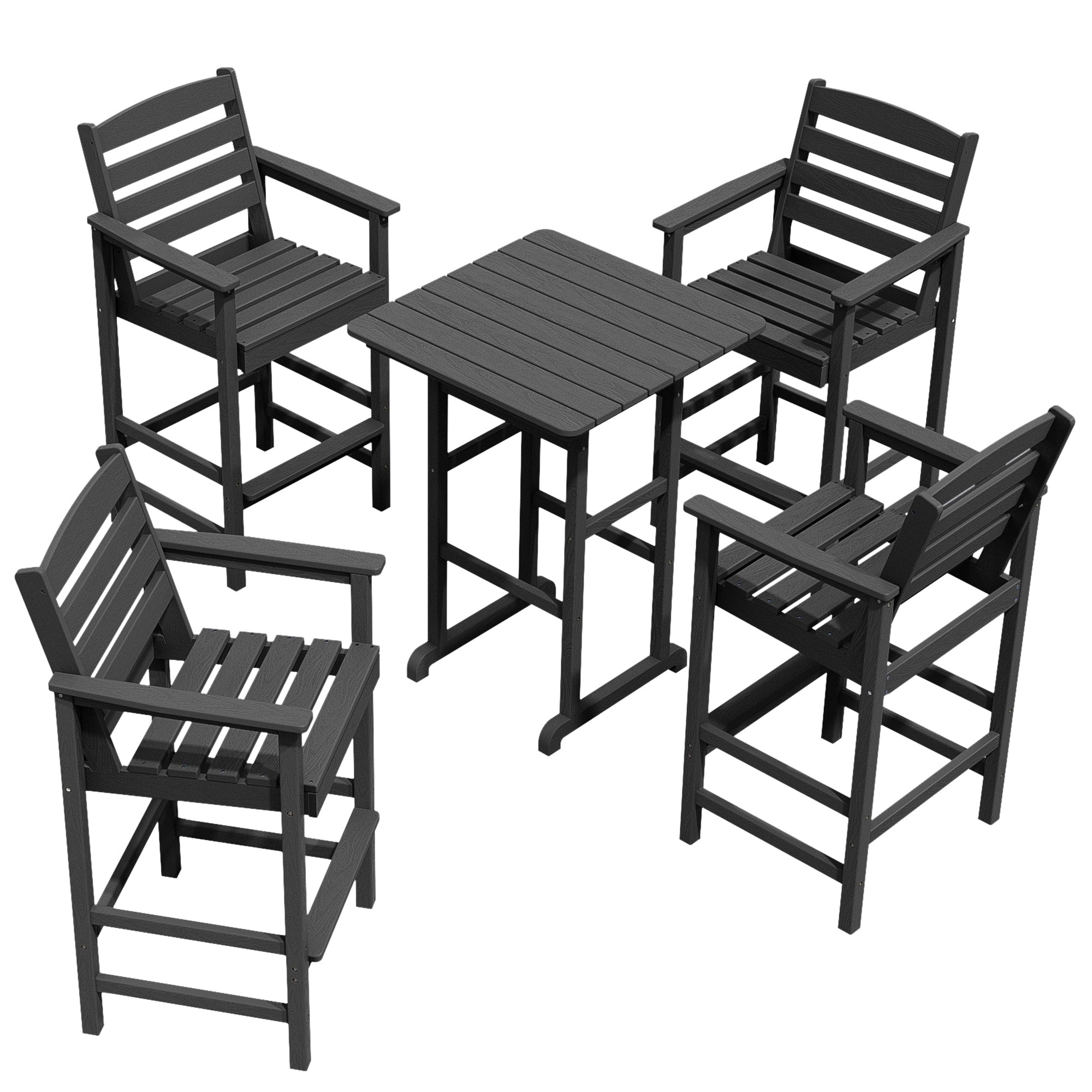 Ensemble de 5 chaises hautes Adirondack en plastique pour patio