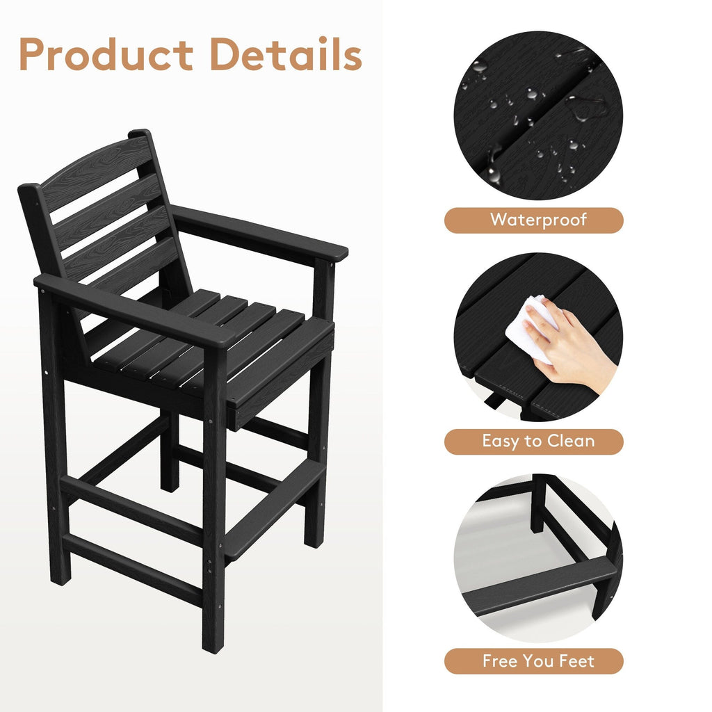 Ensemble de 5 chaises hautes Adirondack en plastique pour patio
