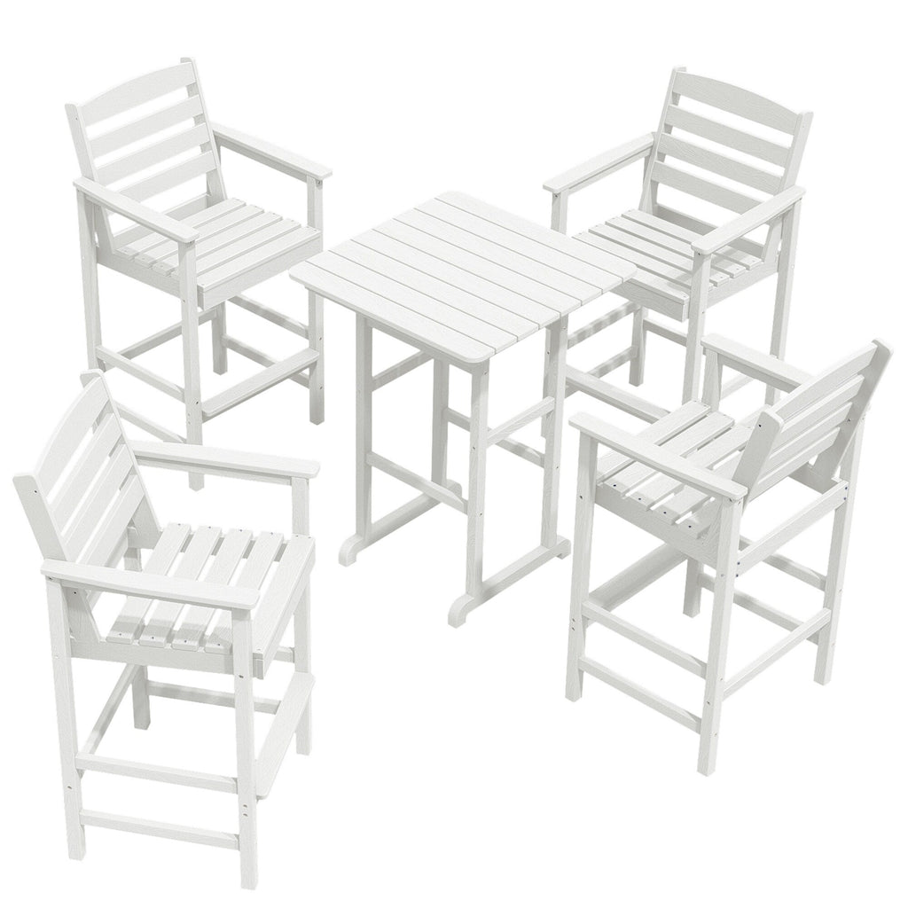 Ensemble de 5 chaises hautes Adirondack en plastique pour patio