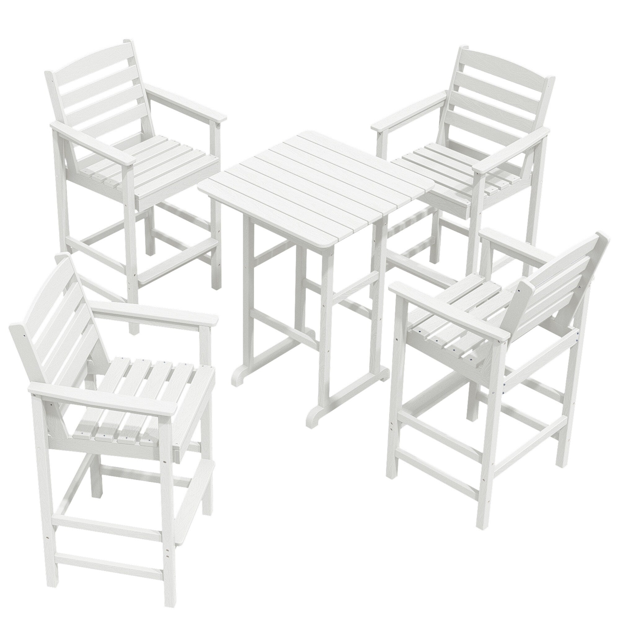 Ensemble de 5 chaises hautes Adirondack en plastique pour patio