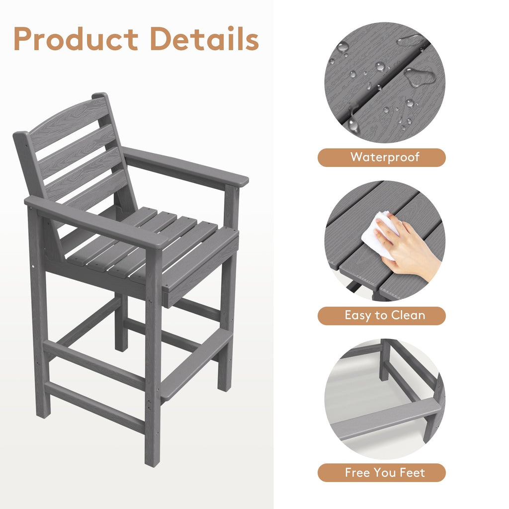 Ensemble de 5 chaises hautes Adirondack en plastique pour patio