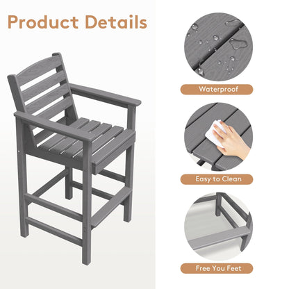 Ensemble de 5 chaises hautes Adirondack en plastique pour patio