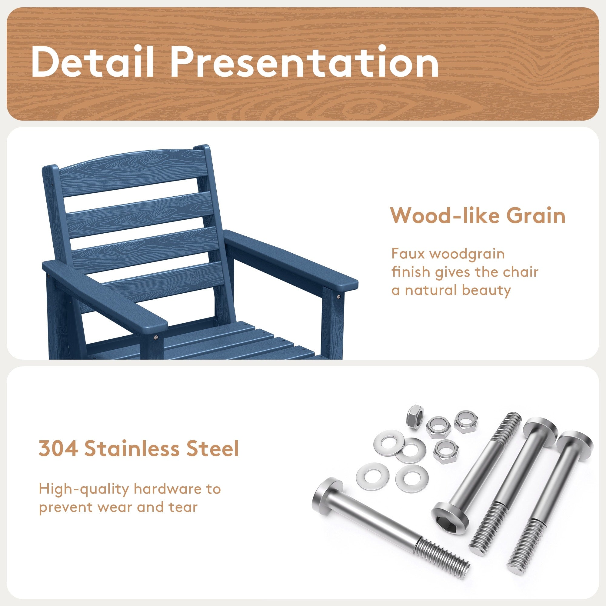Ensemble de 5 chaises hautes Adirondack en plastique pour patio