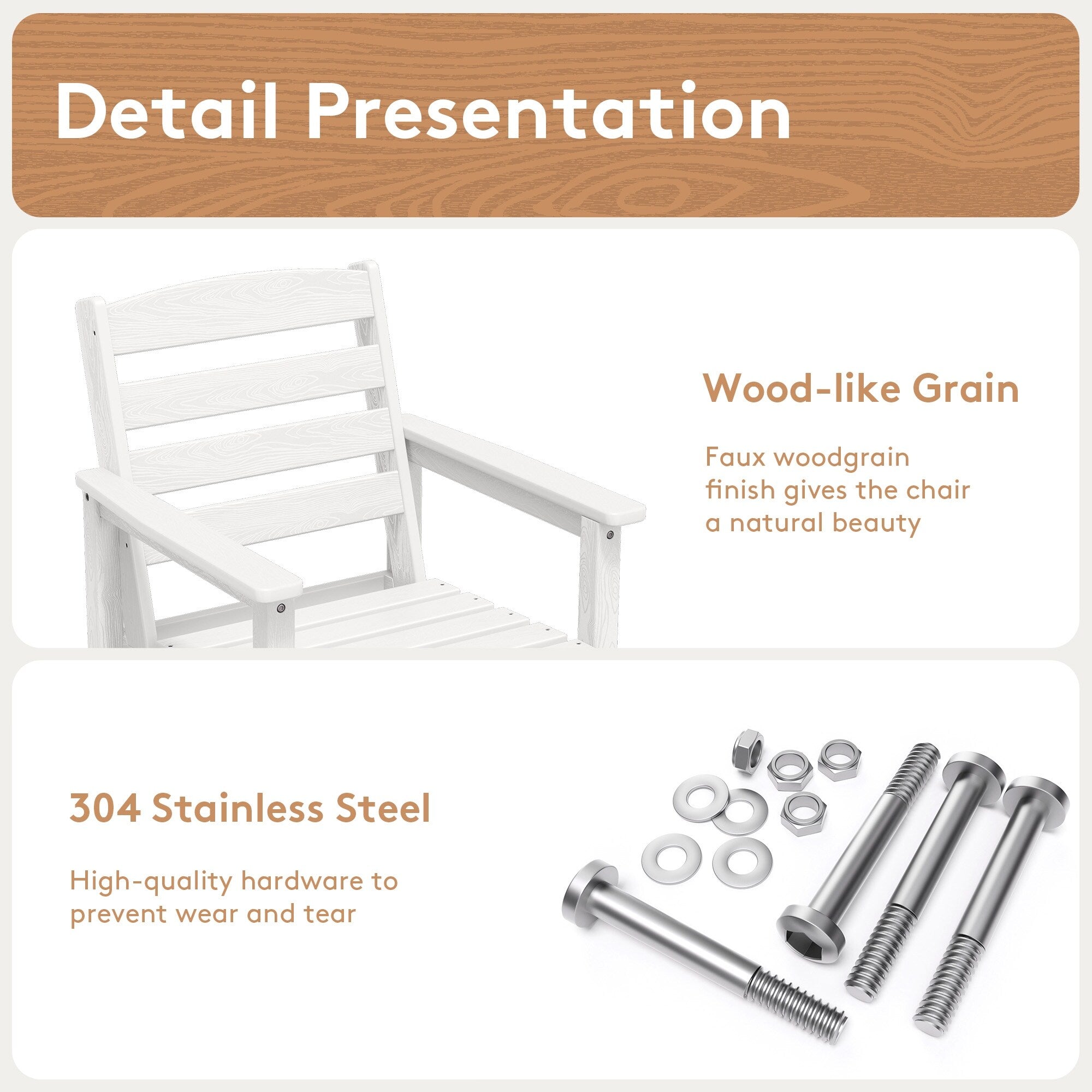 Ensemble de 5 chaises hautes Adirondack en plastique pour patio