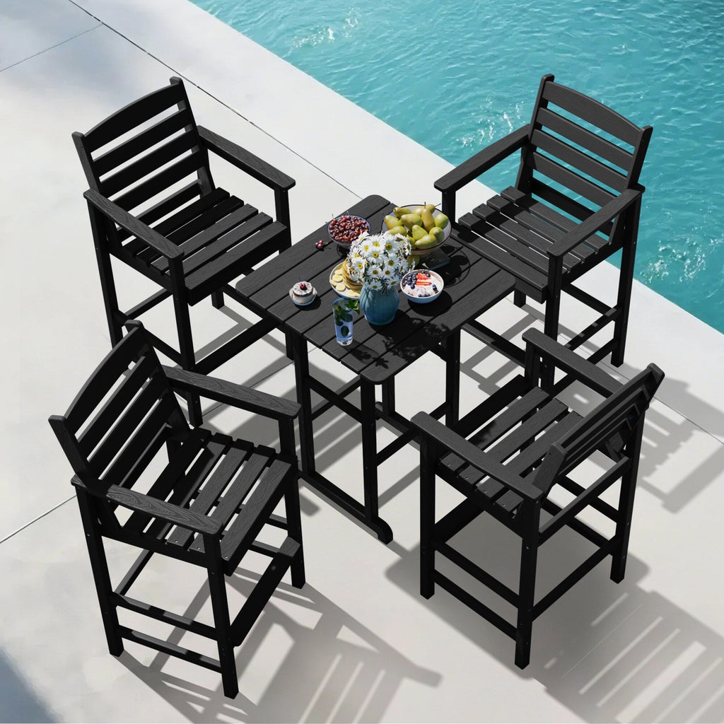 Ensemble de 5 chaises hautes Adirondack en plastique pour patio