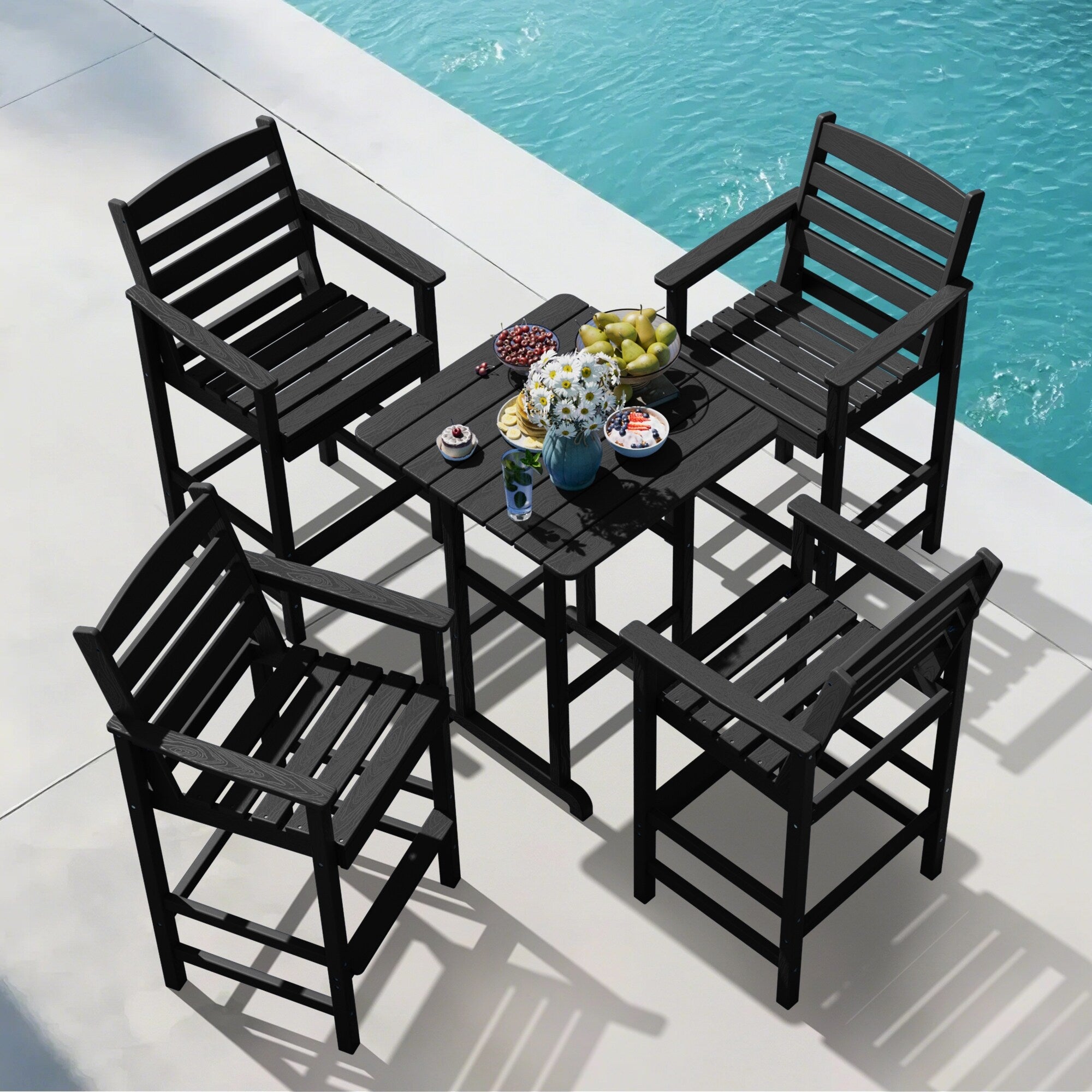 Ensemble de 5 chaises hautes Adirondack en plastique pour patio
