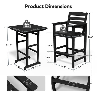Ensemble de 5 chaises hautes Adirondack en plastique pour patio