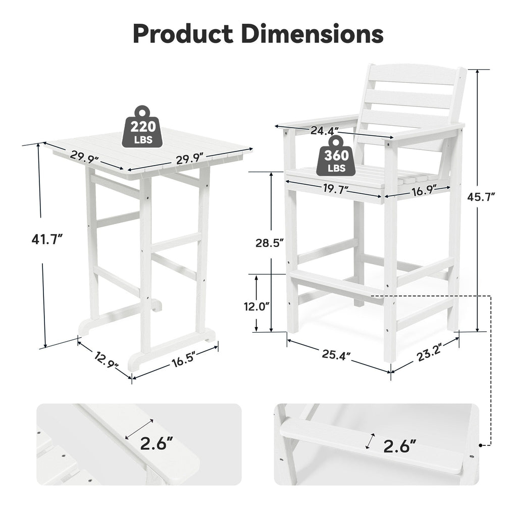 Ensemble de 5 chaises hautes Adirondack en plastique pour patio
