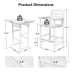Ensemble de 5 chaises hautes Adirondack en plastique pour patio