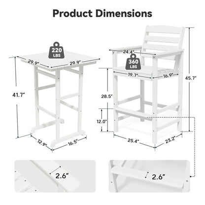 Ensemble de 5 chaises hautes Adirondack en plastique pour patio