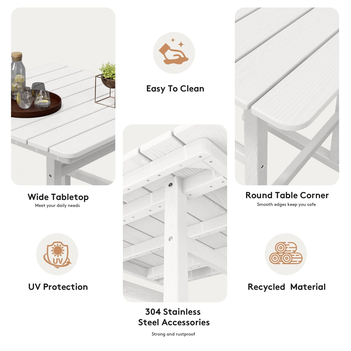 Ensemble de 5 chaises hautes Adirondack en plastique pour patio