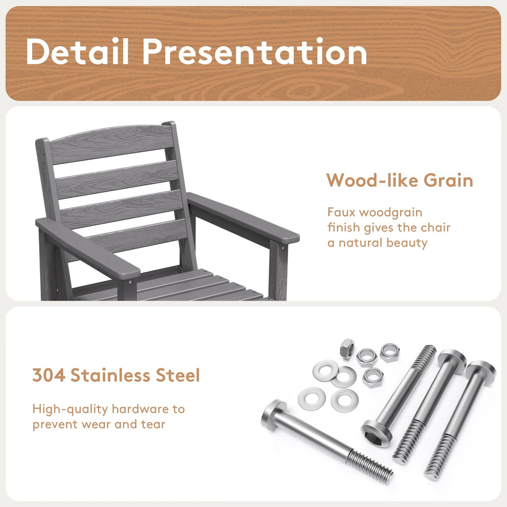 Ensemble de 5 chaises hautes Adirondack en plastique pour patio
