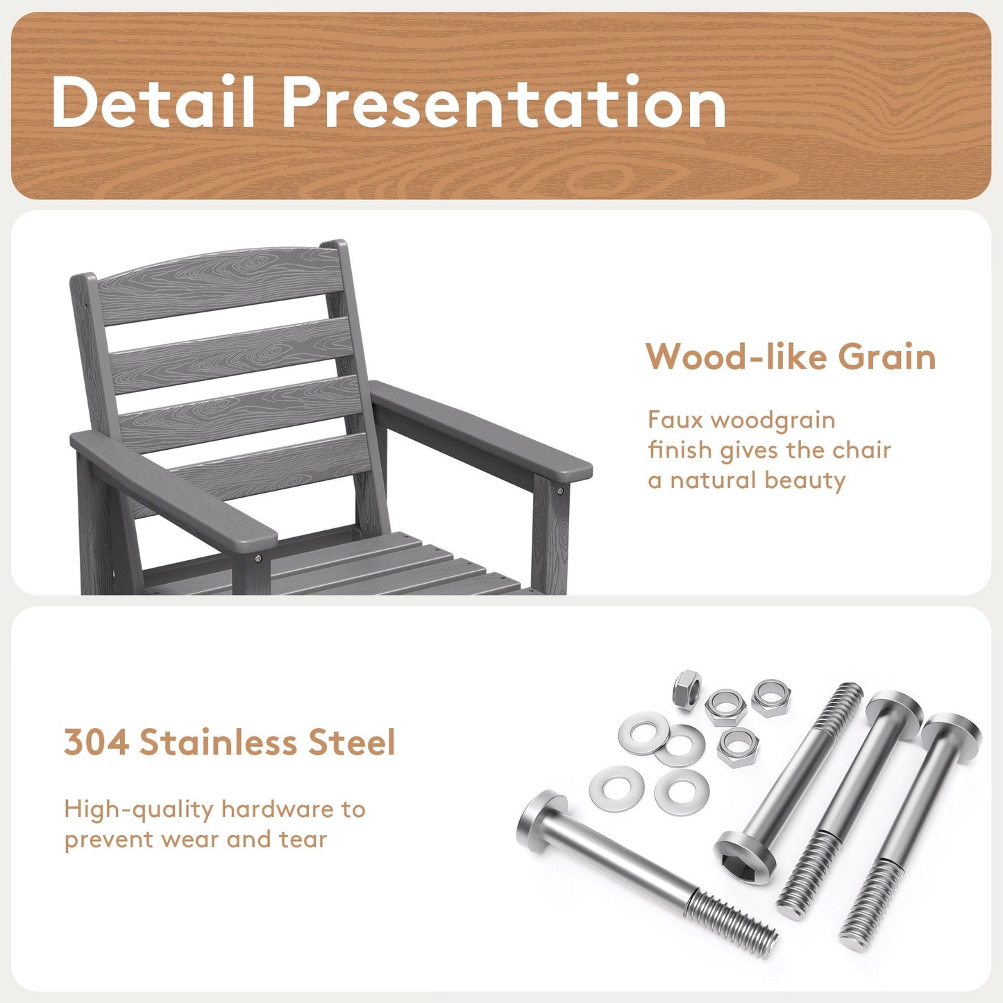 Ensemble de 5 chaises hautes Adirondack en plastique pour patio