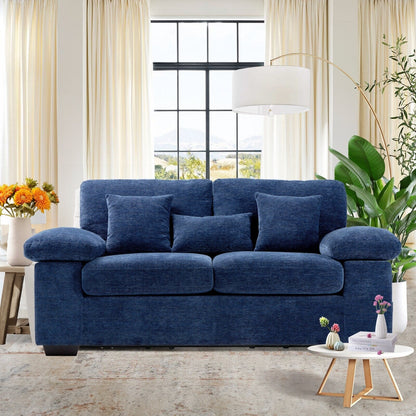 Canapé 2 places en chenille pelucheuse 73 - Comprend 3 oreillers et un coussin de dossier amovible en prime - Canapé 2 places de salon