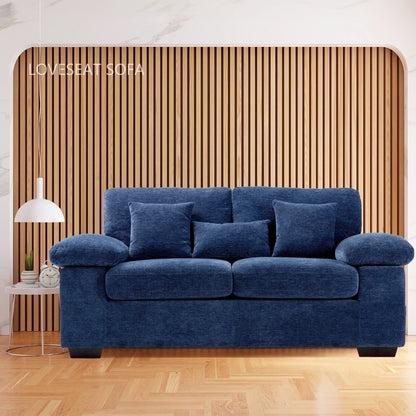Canapé 2 places en chenille pelucheuse 73 - Comprend 3 oreillers et un coussin de dossier amovible en prime - Canapé 2 places de salon