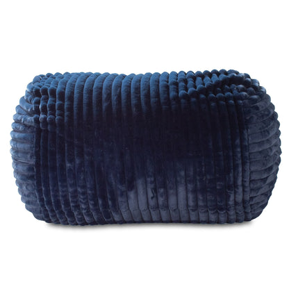Pouf causeuse en fausse fourrure côtelée - 64 - Bleu nuit