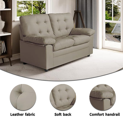 Causeuse rembourrée en peluche avec similicuir, dossier capitonné et accoudoirs rembourrés - Sièges confortables pour le salon ou la salle familiale.