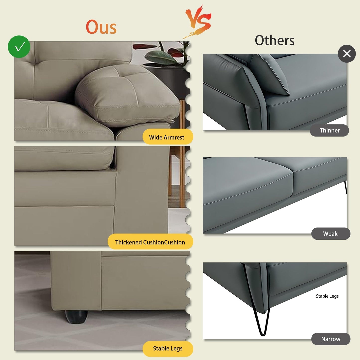 Causeuse rembourrée en peluche avec similicuir, dossier capitonné et accoudoirs rembourrés - Sièges confortables pour le salon ou la salle familiale.