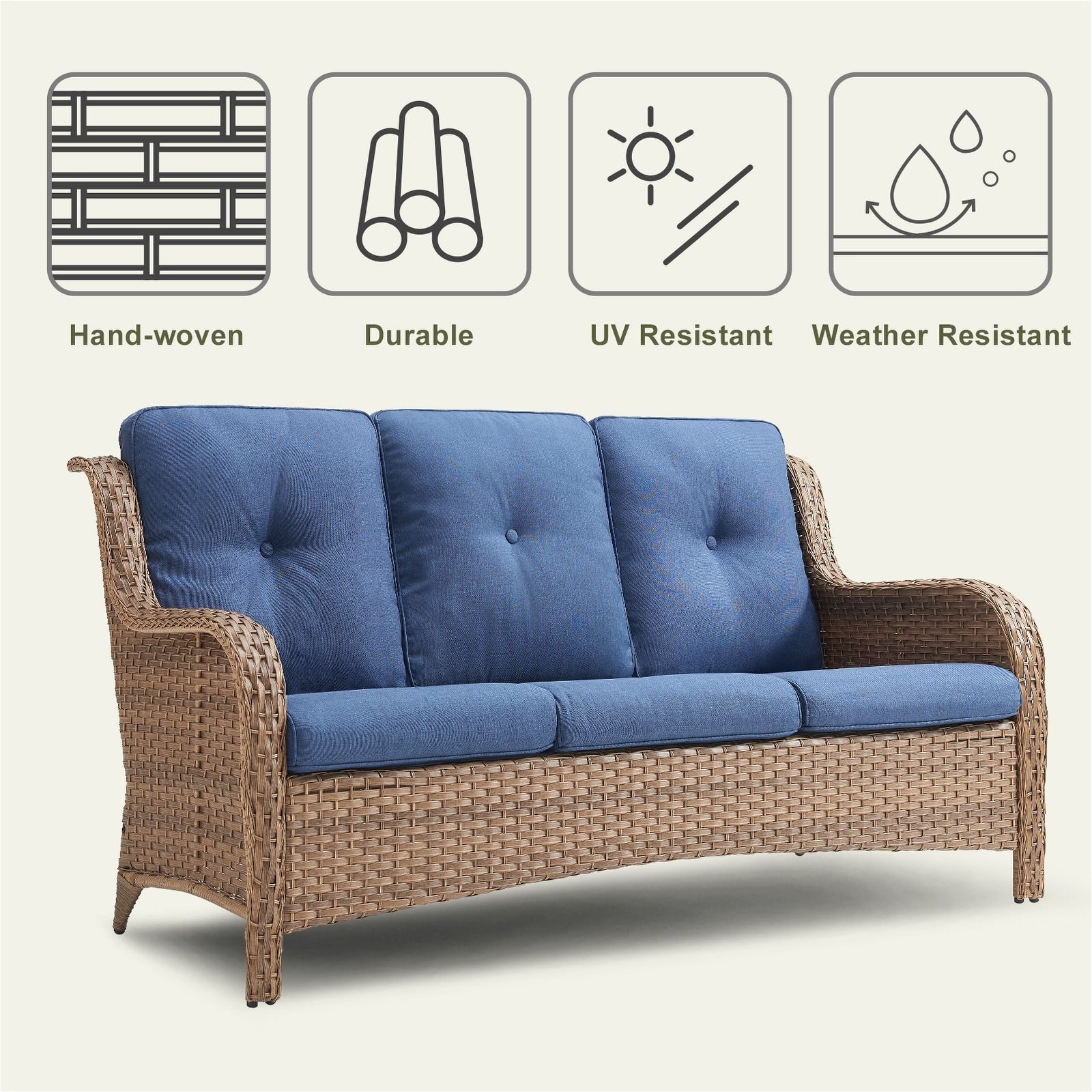 Pocassy Ensemble de 4 chaises de jardin avec canapé et table basse