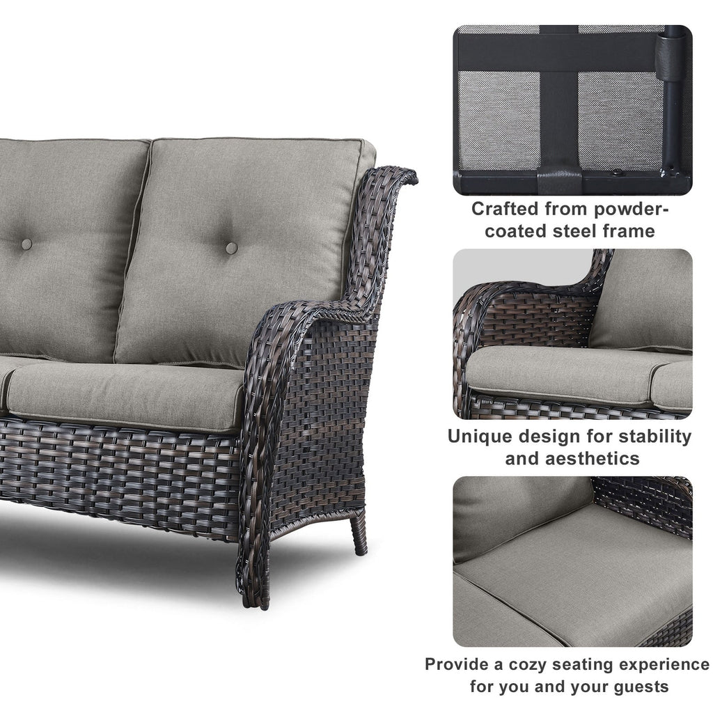 Pocassy Ensemble de 4 chaises de jardin avec canapé et table basse