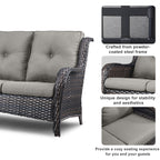Pocassy Ensemble de 4 chaises de jardin avec canapé et table basse